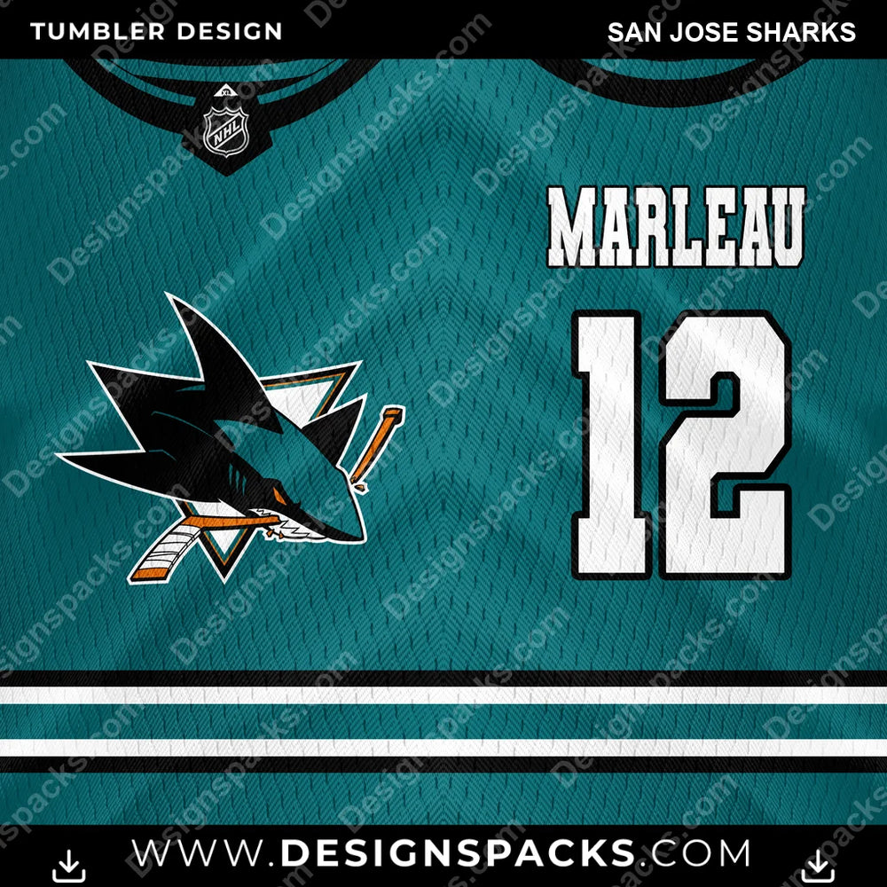 Ice Hockey Jersey San Jose Sharks NHL Hockey Tumbler Digital Wrap Design Download