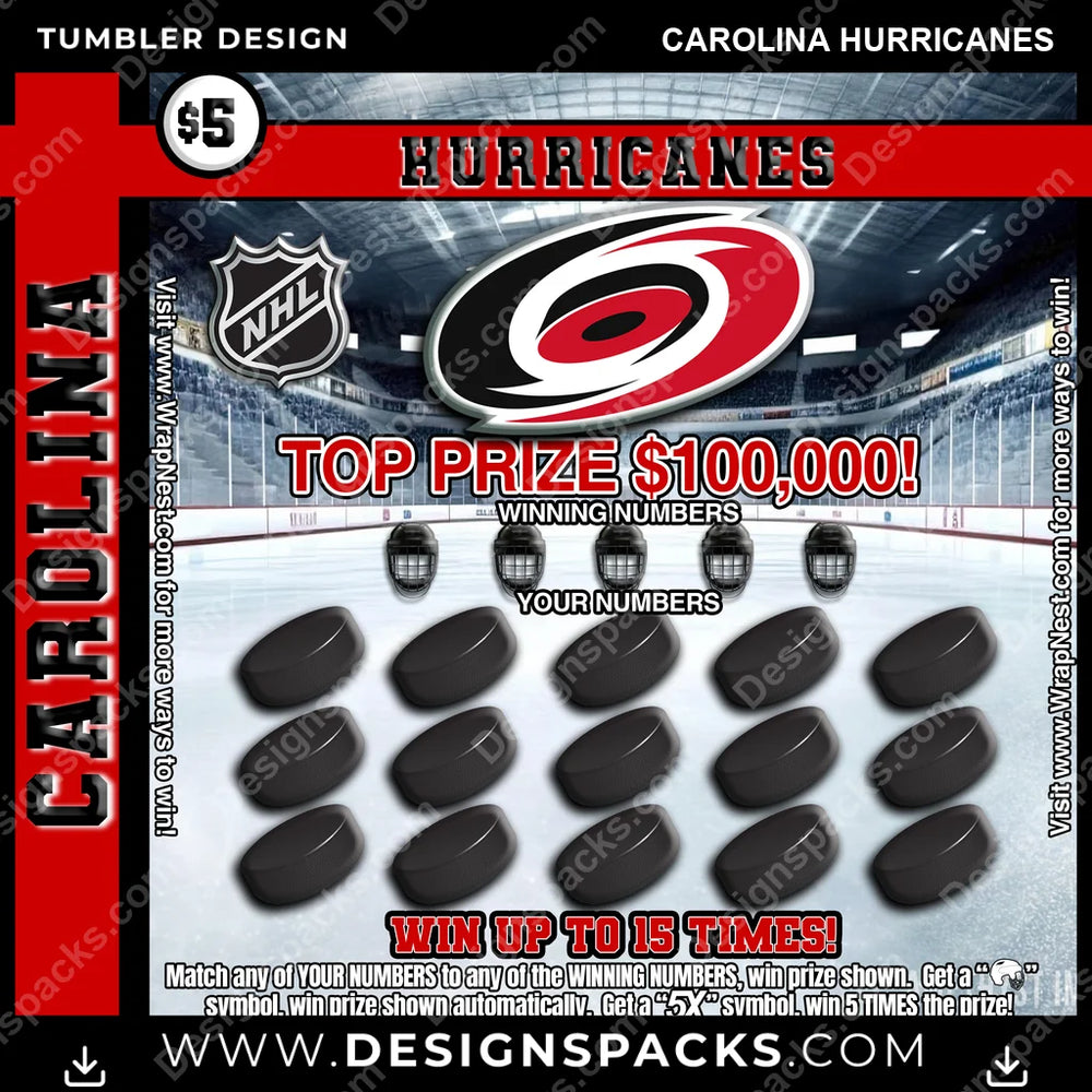 Ice Hockey Lottery Ticket Carolina Hurricanes NHL Hockey Tumbler Digital Wrap Design Download