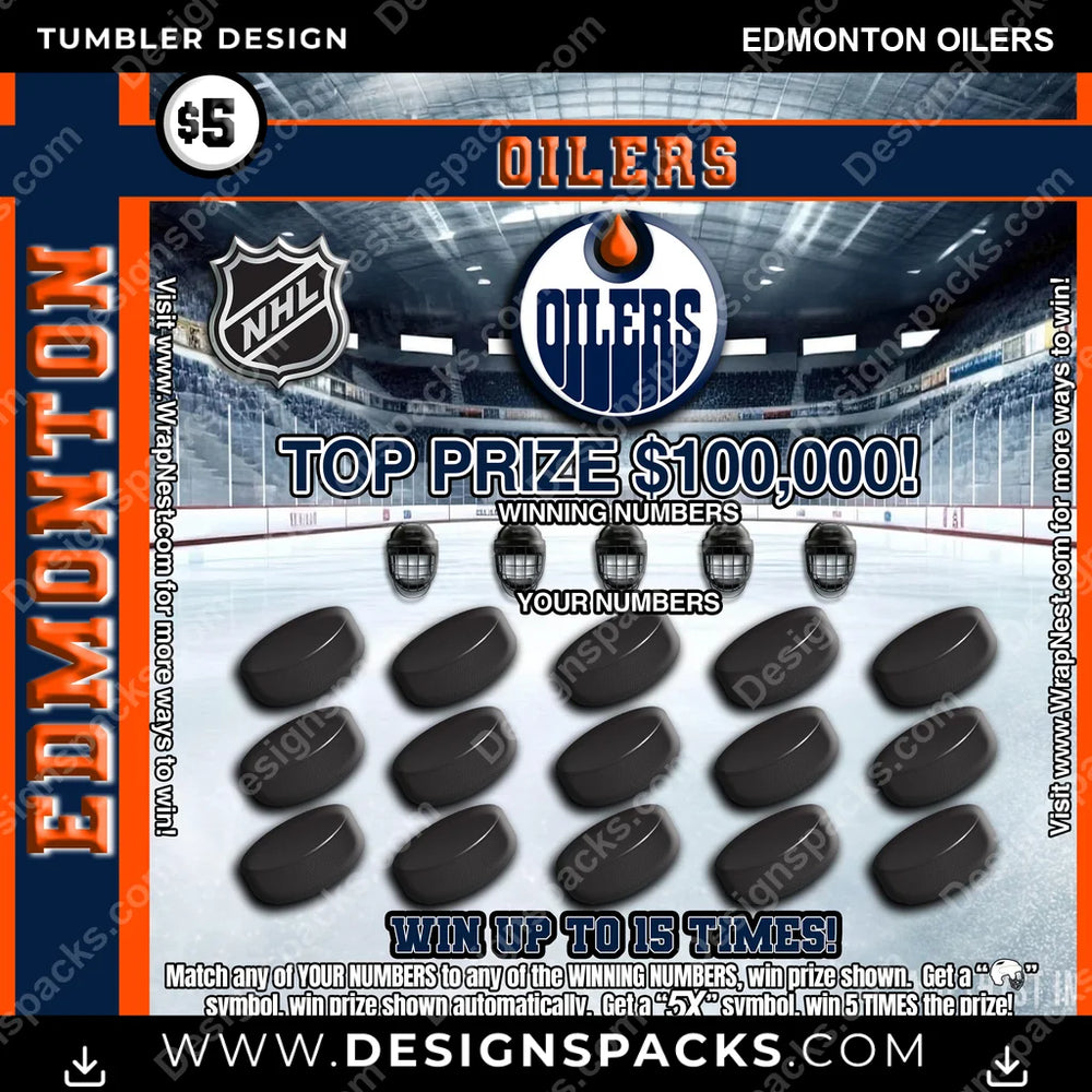 Ice Hockey Lottery Ticket Edmonton Oilers NHL Hockey Tumbler Digital Wrap Design Download