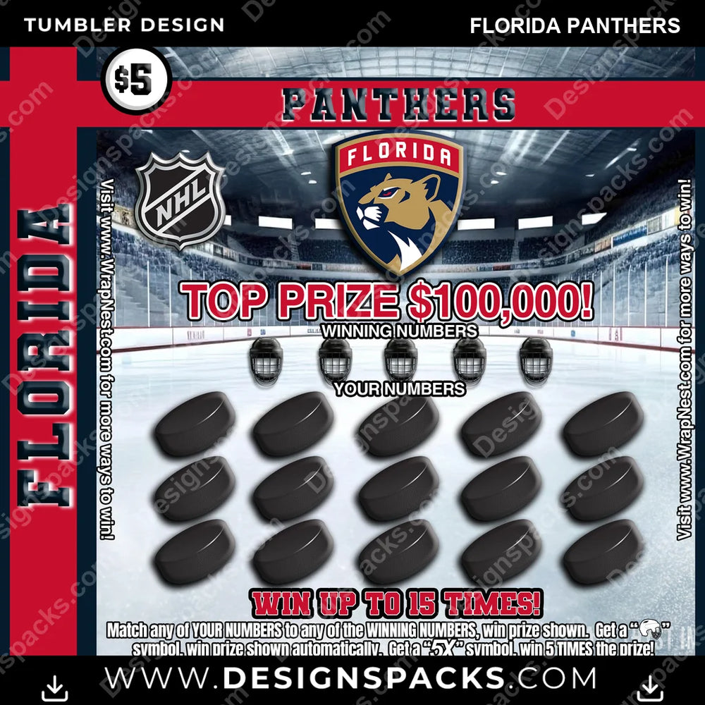 Ice Hockey Lottery Ticket Florida Panthers NHL Hockey Tumbler Digital Wrap Design Download