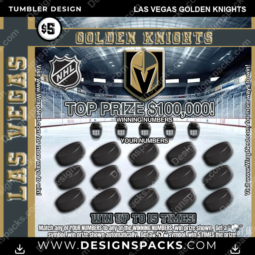 Ice Hockey Lottery Ticket Las Vegas Golden Knights NHL Hockey Tumbler Digital Wrap Design Download