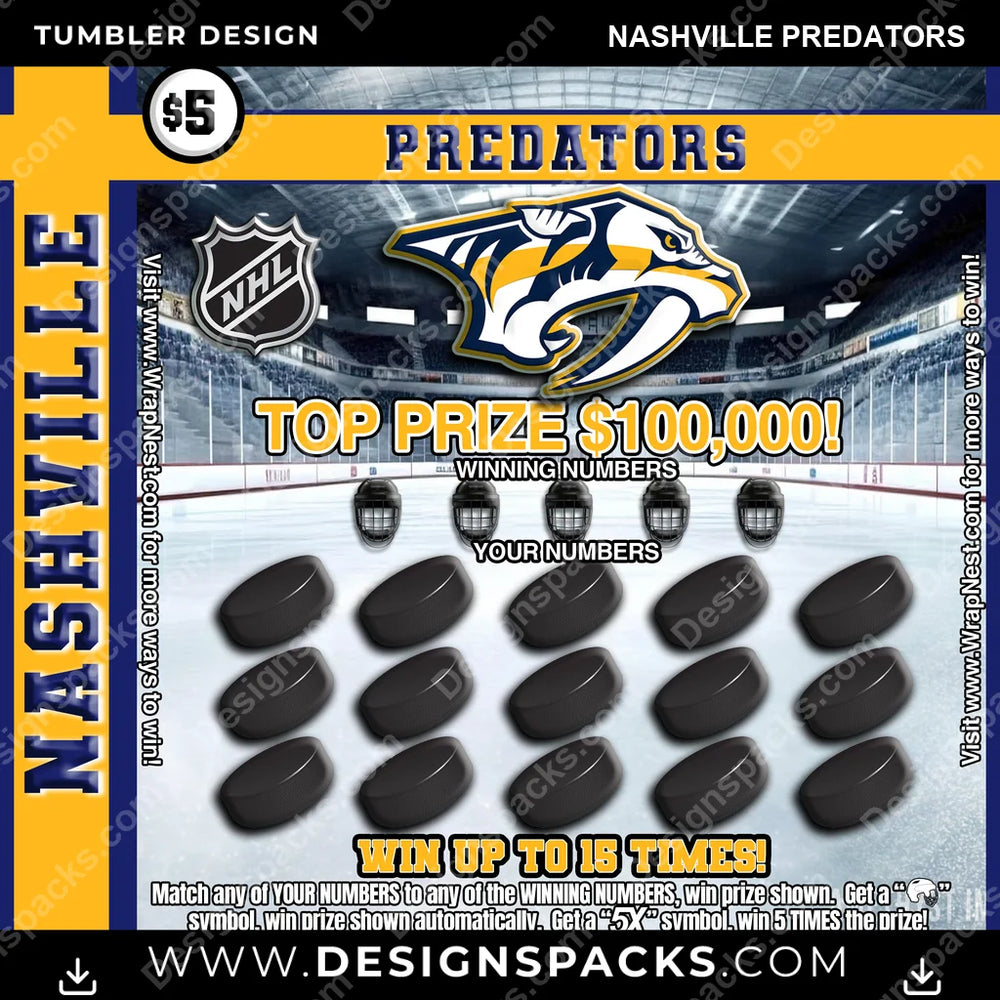 Ice Hockey Lottery Ticket Nashville Predators NHL Hockey Tumbler Digital Wrap Design Download
