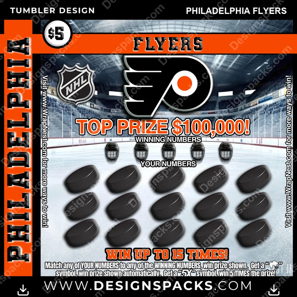 Ice Hockey Lottery Ticket Philadelphia Flyers NHL Hockey Tumbler Digital Wrap Design Download