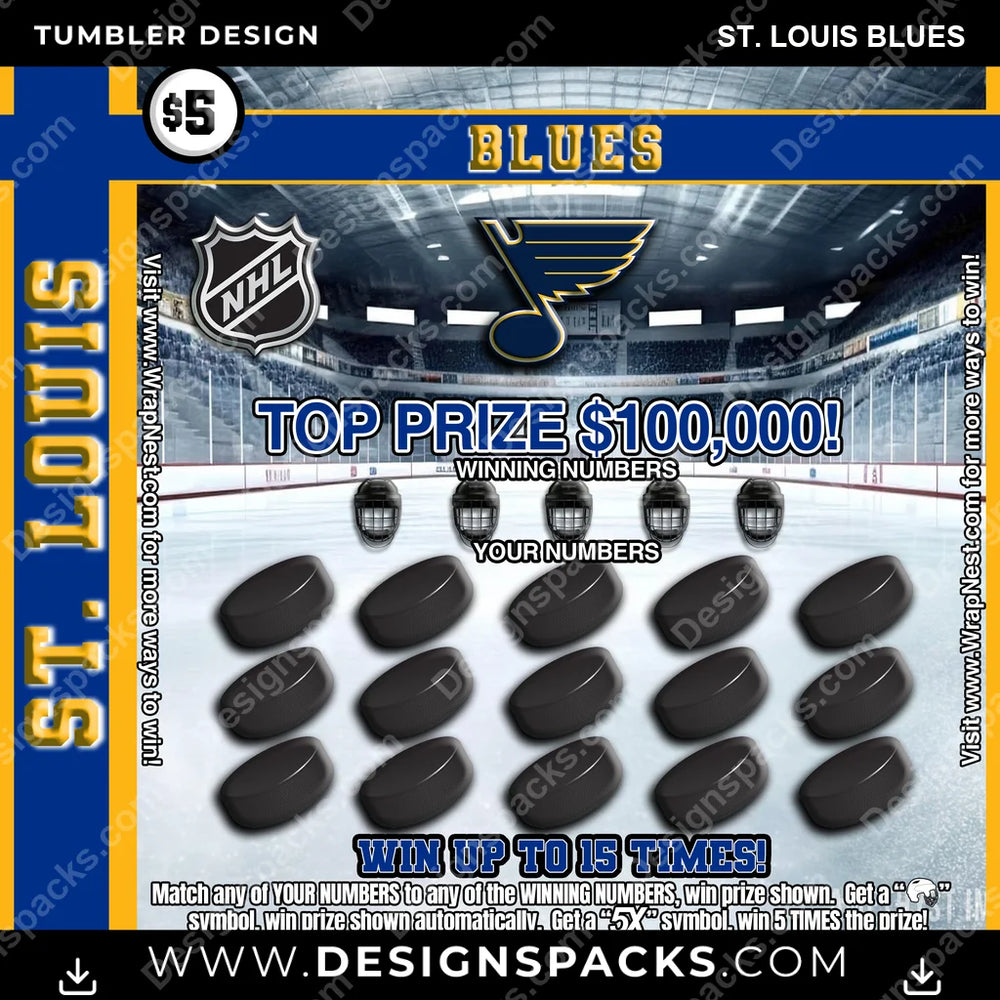 Ice Hockey Lottery Ticket St. Louis Blues NHL Hockey Tumbler Digital Wrap Design Download