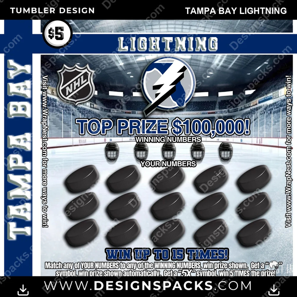 Ice Hockey Lottery Ticket Tampa Bay Lightning NHL Hockey Tumbler Digital Wrap Design Download