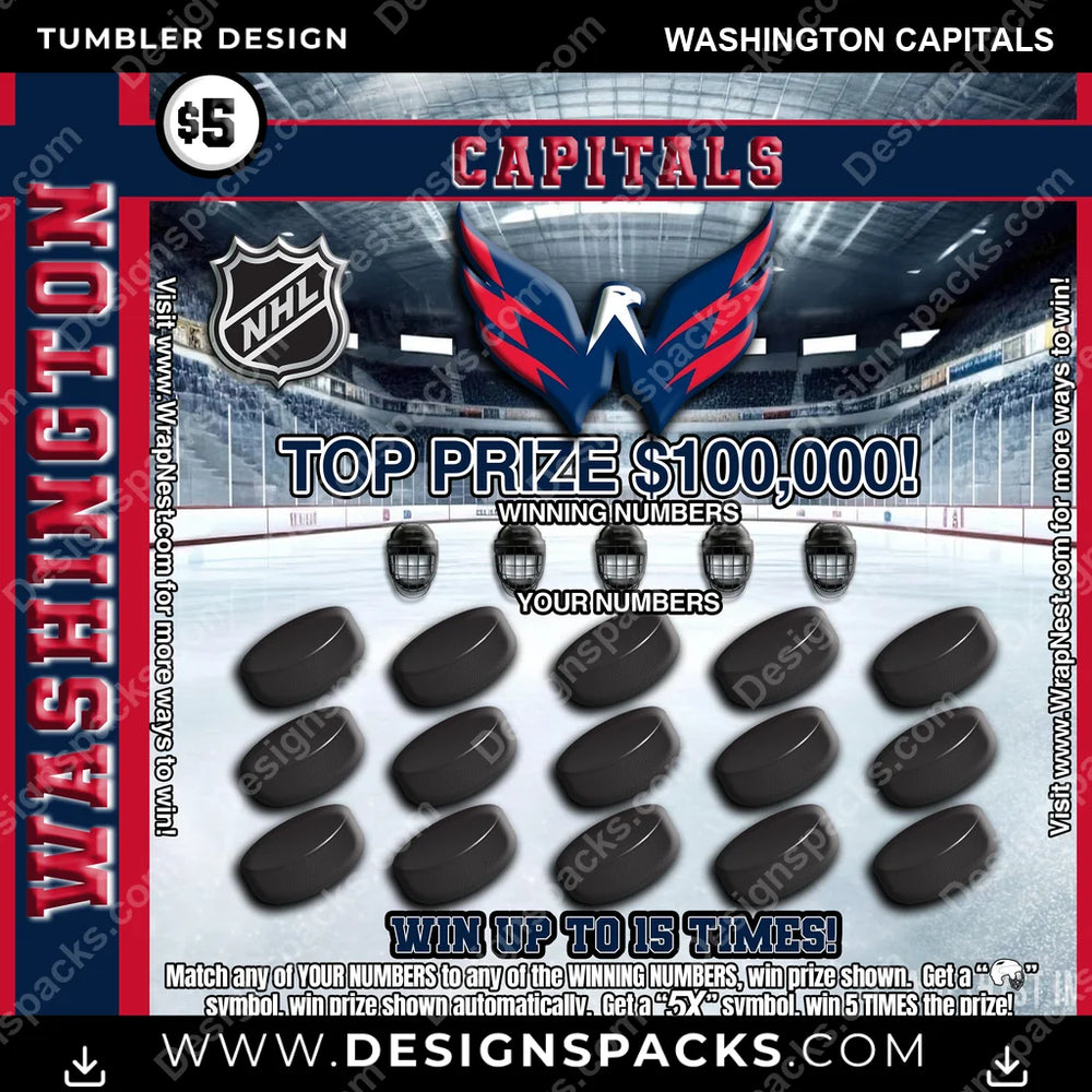 Ice Hockey Lottery Ticket Washington Capitals NHL Hockey Tumbler Digital Wrap Design Download