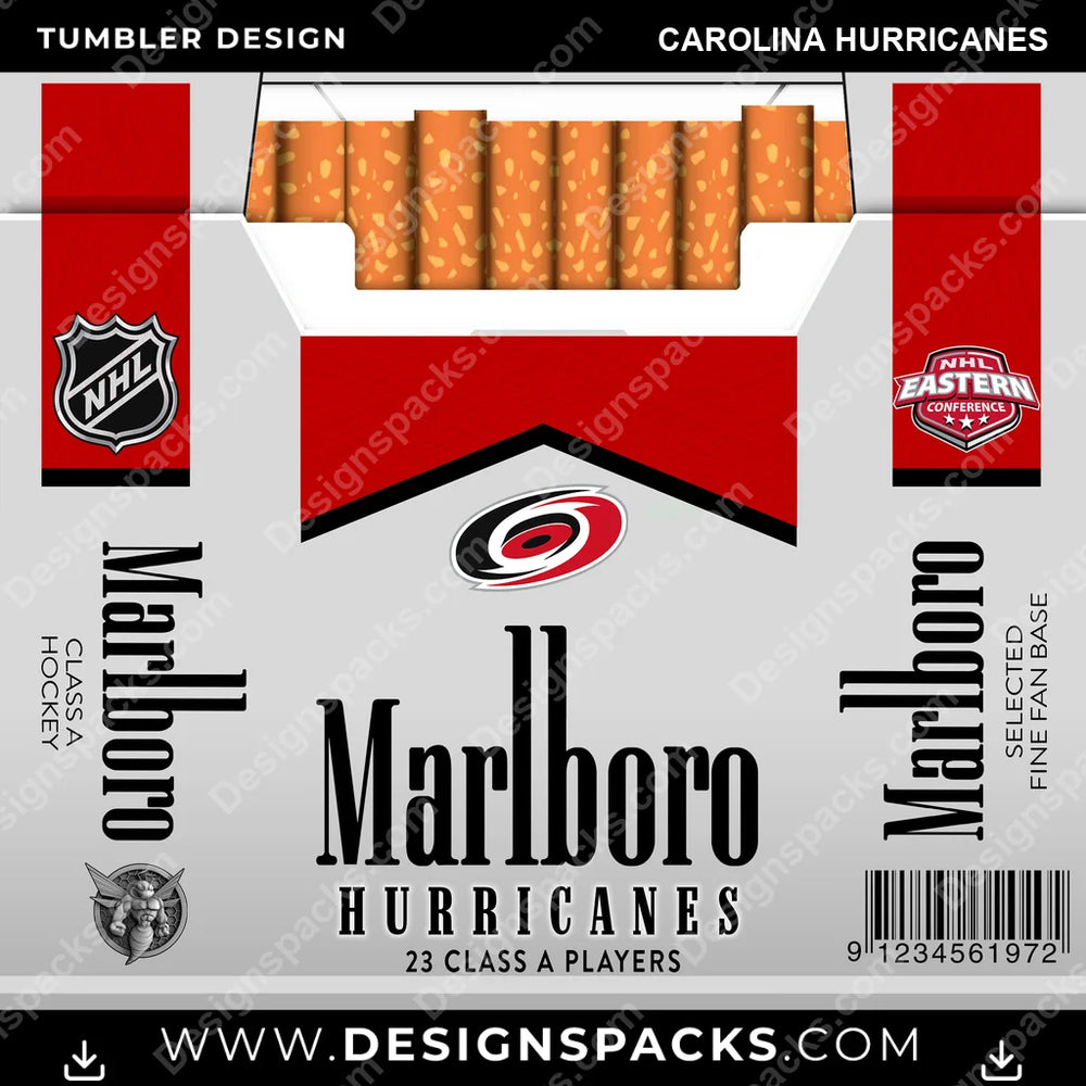 Ice Hockey Marlboro Carolina Hurricanes NHL Hockey Tumbler Digital Wrap Design Download