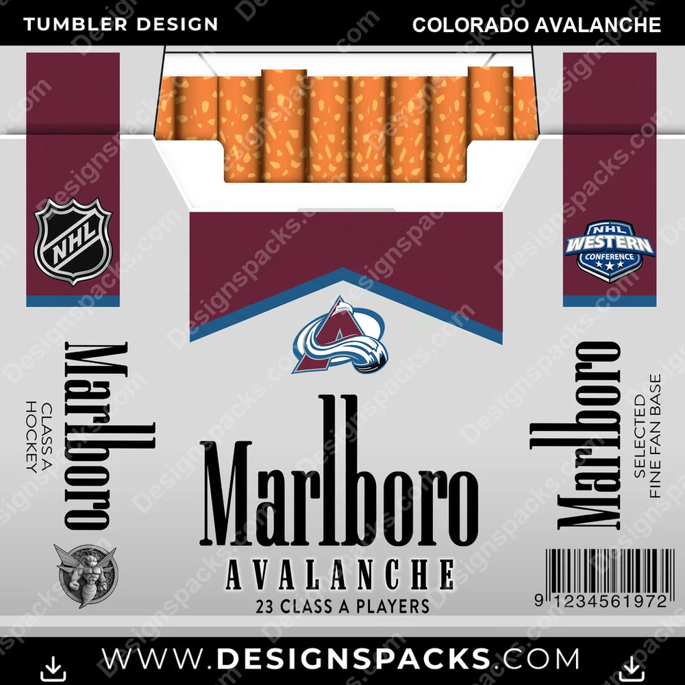 Ice Hockey Marlboro Colorado Avalanche NHL Hockey Tumbler Digital Wrap Design Download