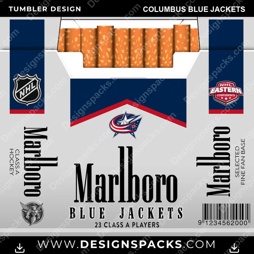 Ice Hockey Marlboro Columbus Blue Jackets NHL Hockey Tumbler Digital Wrap Design Download