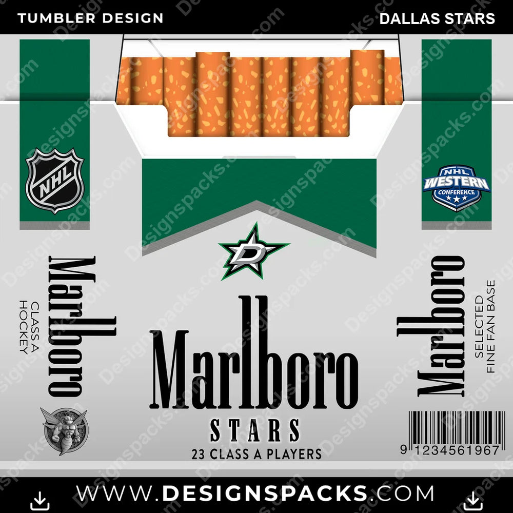 Ice Hockey Marlboro Dallas Stars NHL Hockey Tumbler Digital Wrap Design Download