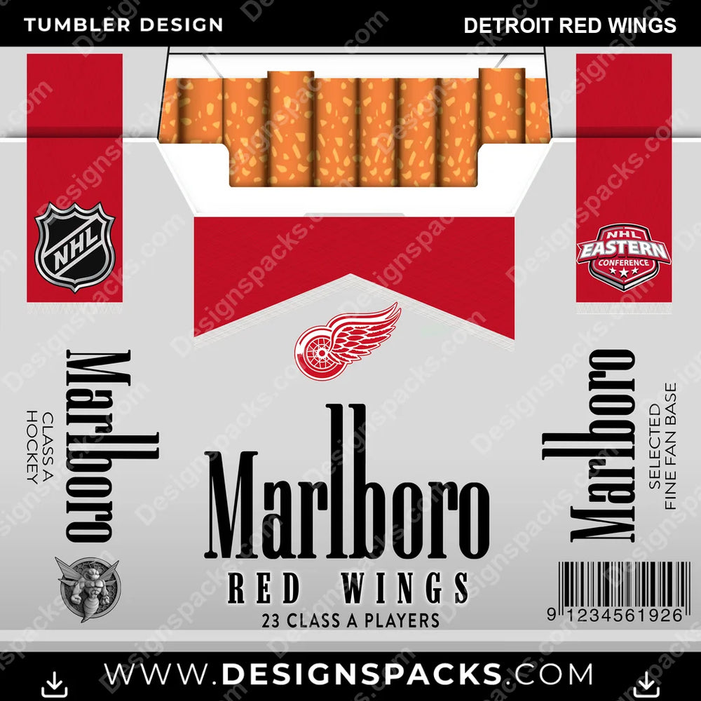 Ice Hockey Marlboro Detroit Red Wings NHL Hockey Tumbler Digital Wrap Design Download