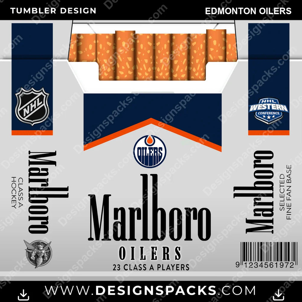 Ice Hockey Marlboro Edmonton Oilers NHL Hockey Tumbler Digital Wrap Design Download