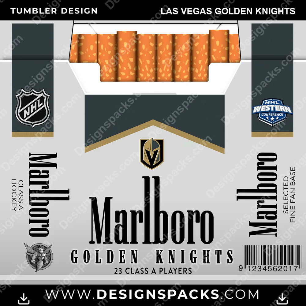 Ice Hockey Marlboro Las Vegas Golden Knights NHL Hockey Tumbler Digital Wrap Design Download