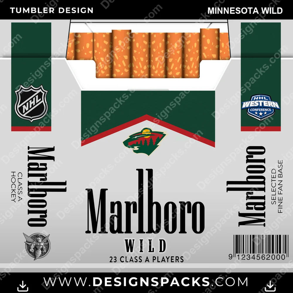 Ice Hockey Marlboro Minnesota Wild NHL Hockey Tumbler Digital Wrap Design Download