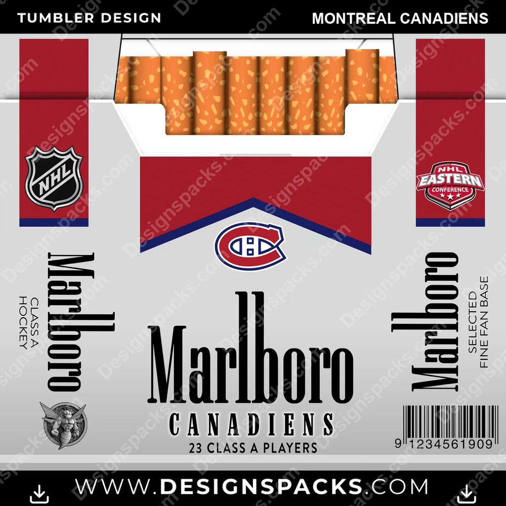Ice Hockey Marlboro Montreal Canadiens NHL Hockey Tumbler Digital Wrap Design Download