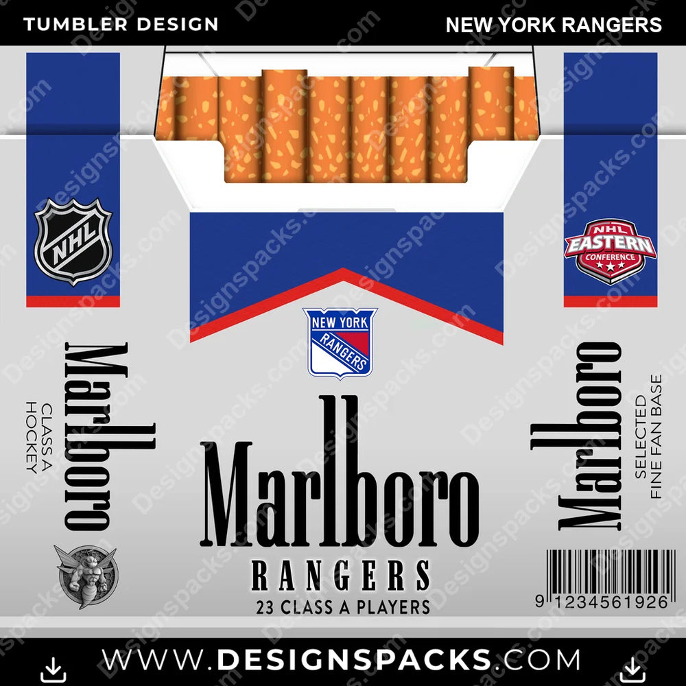 Ice Hockey Marlboro New York Rangers NHL Hockey Tumbler Digital Wrap Design Download
