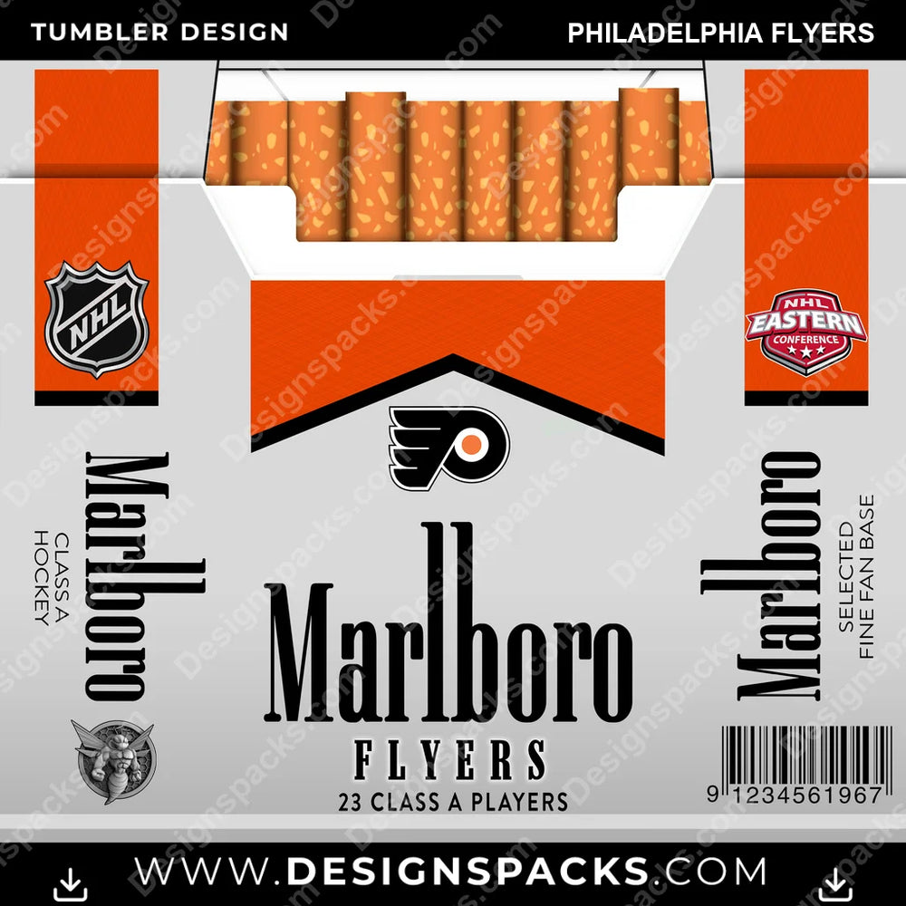 Ice Hockey Marlboro Philadelphia Flyers NHL Hockey Tumbler Digital Wrap Design Download