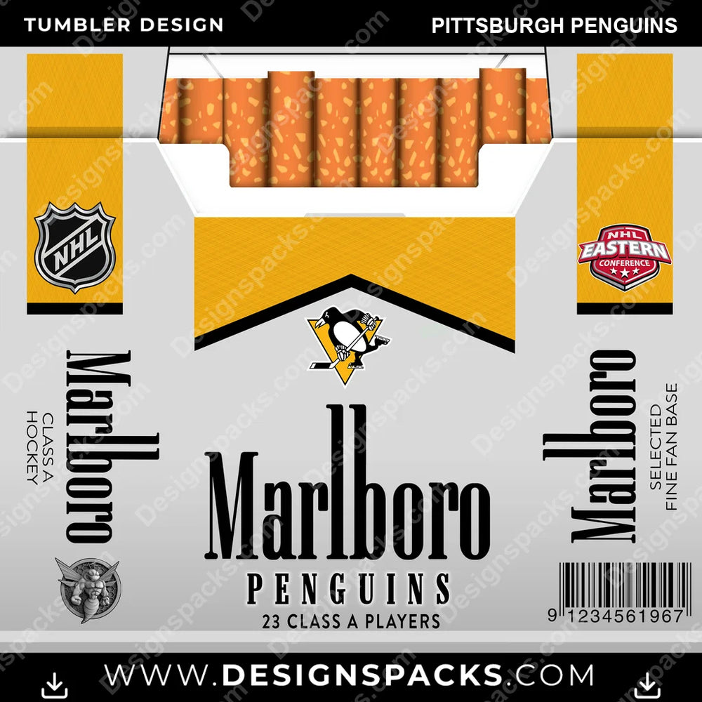 Ice Hockey Marlboro Pittsburgh Penguins NHL Hockey Tumbler Digital Wrap Design Download