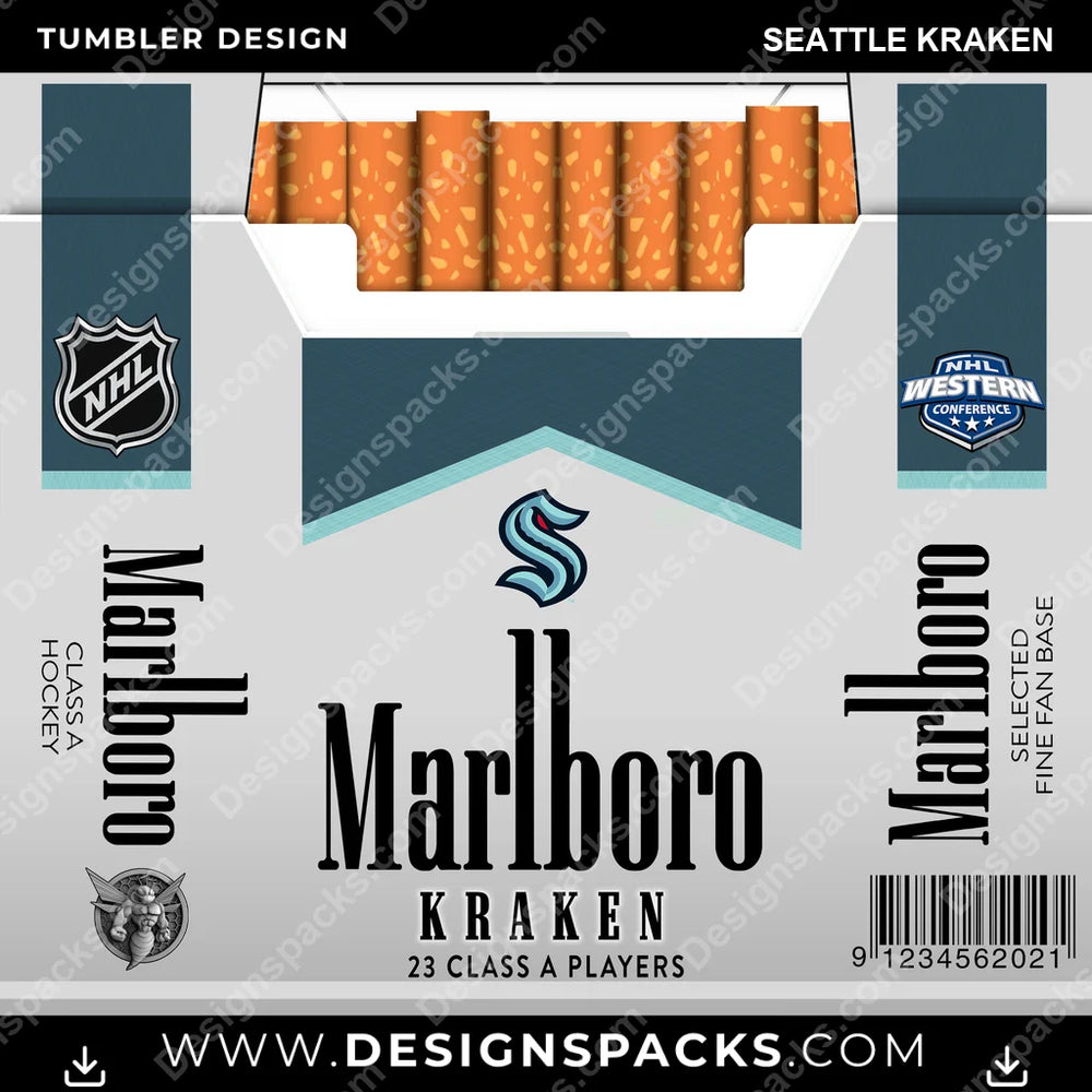 Ice Hockey Marlboro Seattle Kraken NHL Hockey Tumbler Digital Wrap Design Download
