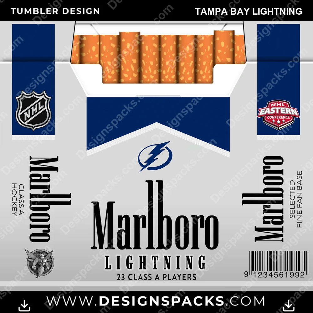 Ice Hockey Marlboro Tampa Bay Lightning NHL Hockey Tumbler Digital Wrap Design Download