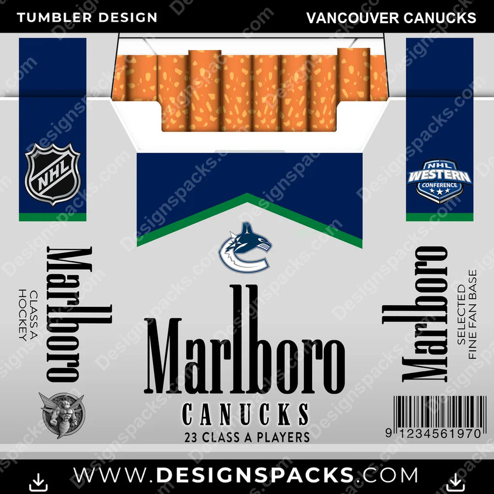 Ice Hockey Marlboro Vancouver Canucks NHL Hockey Tumbler Digital Wrap Design Download