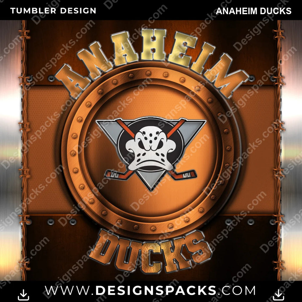 Ice Hockey Metal Anaheim Ducks NHL Hockey Tumbler Digital Wrap Design Download