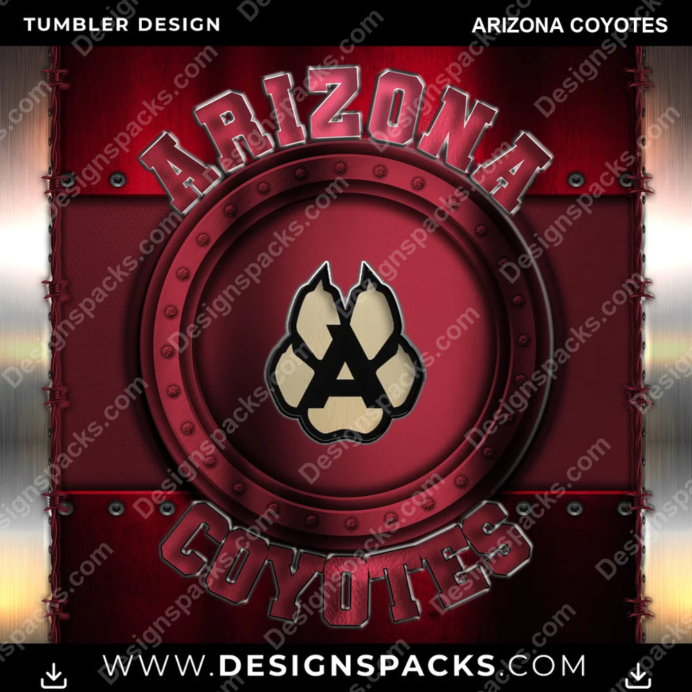 Ice Hockey Metal Arizona Coyotes NHL Hockey Tumbler Digital Wrap Design Download
