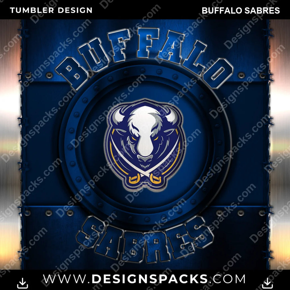 Ice Hockey Metal Buffalo Sabres NHL Hockey Tumbler Digital Wrap Design Download