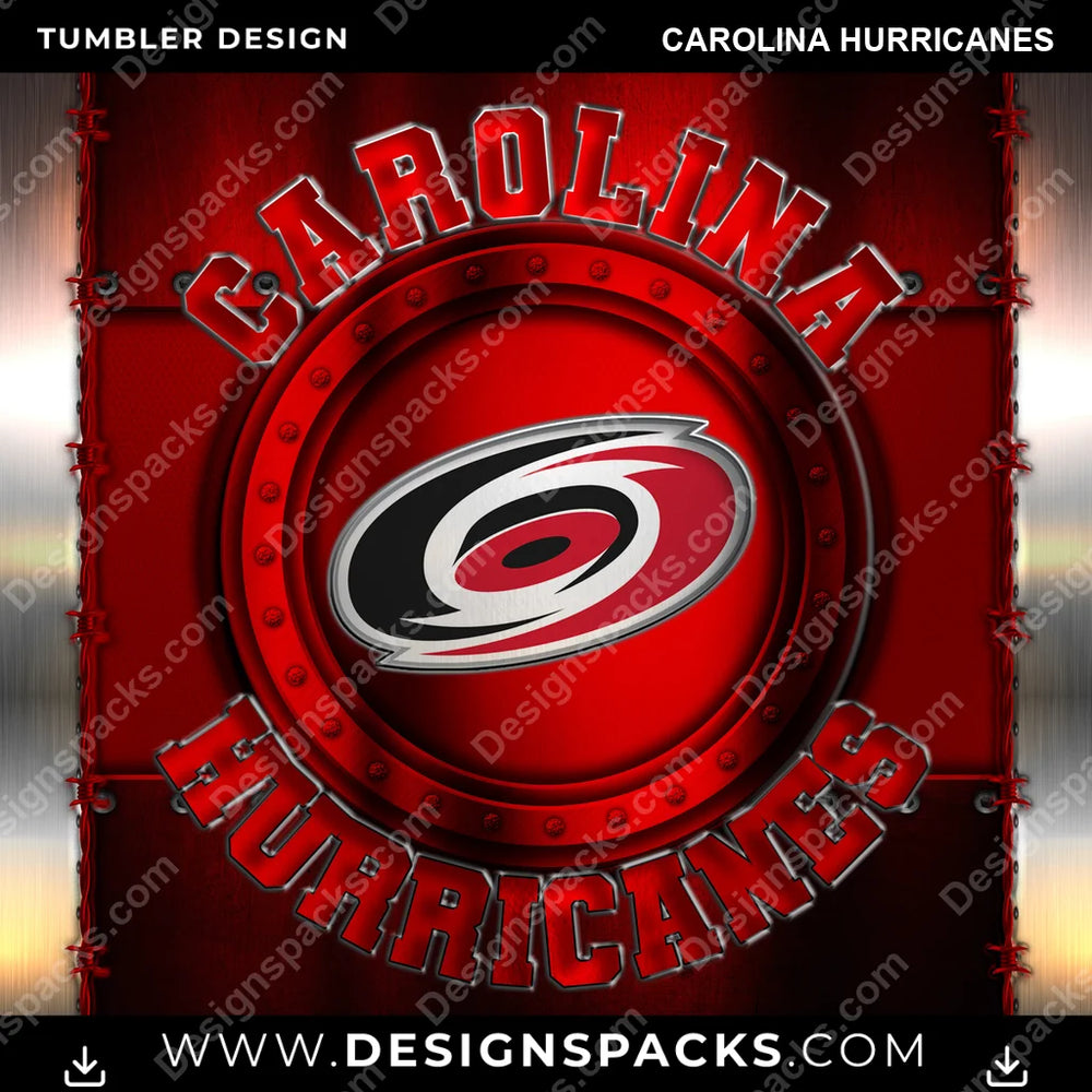 Ice Hockey Metal Carolina Hurricanes NHL Hockey Tumbler Digital Wrap Design Download