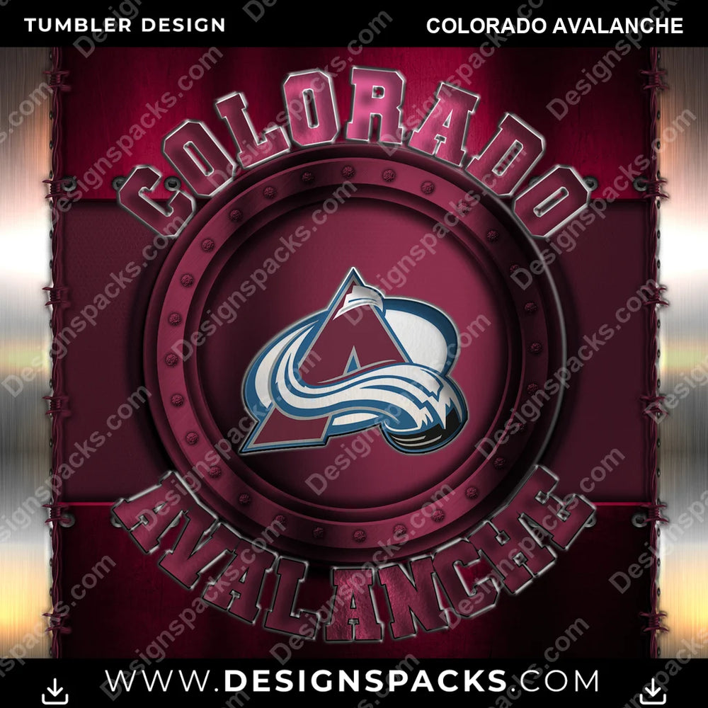 Ice Hockey Metal Colorado Avalanche NHL Hockey Tumbler Digital Wrap Design Download