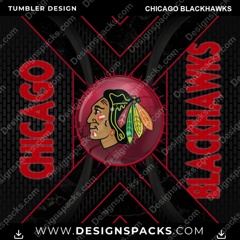 Ice Hockey Metal Grating Chicago Blackhawks NHL Hockey Tumbler Digital Wrap Design Download