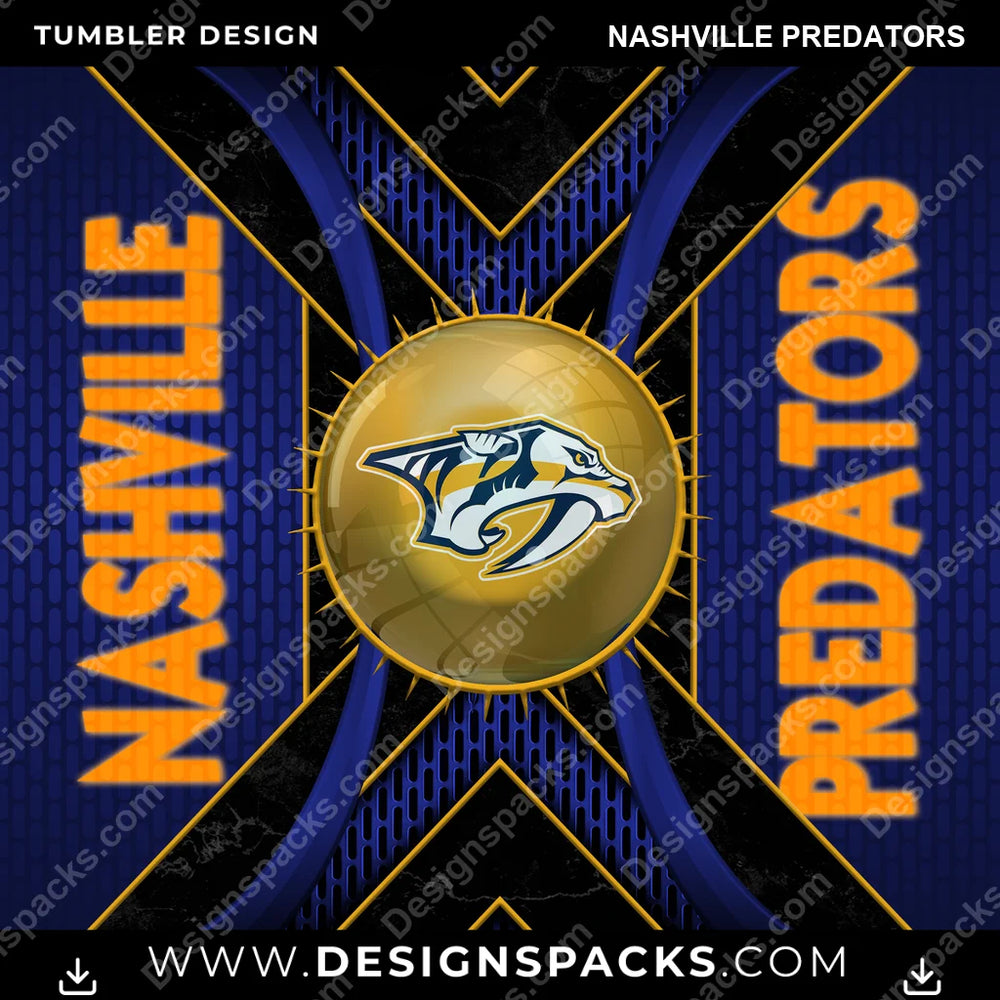 Ice Hockey Metal Grating Nashville Predators NHL Hockey Tumbler Digital Wrap Design Download
