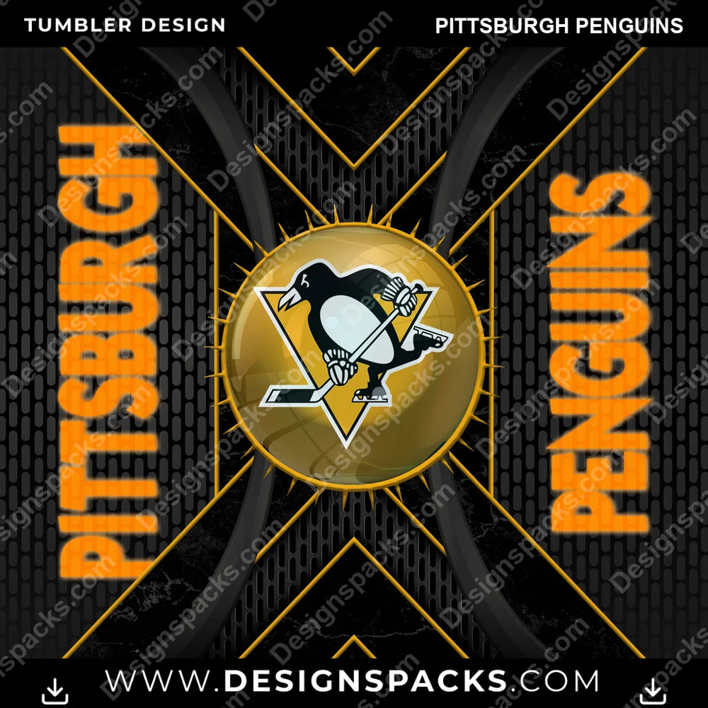 Ice Hockey Metal Grating Pittsburgh Penguins NHL Hockey Tumbler Digital Wrap Design Download