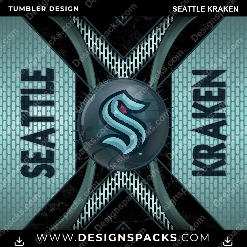 Ice Hockey Metal Grating Seattle Kraken NHL Hockey Tumbler Digital Wrap Design Download