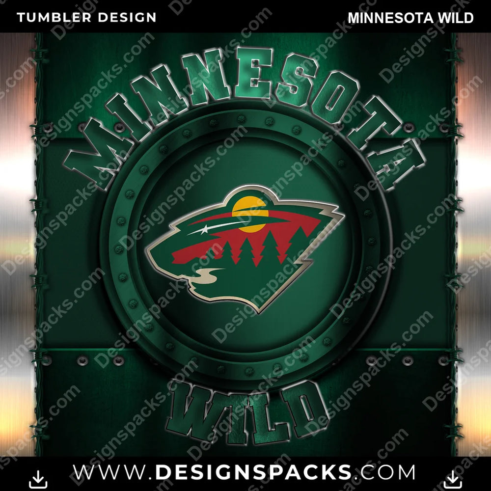 Ice Hockey Metal Minnesota Wild NHL Hockey Tumbler Digital Wrap Design Download