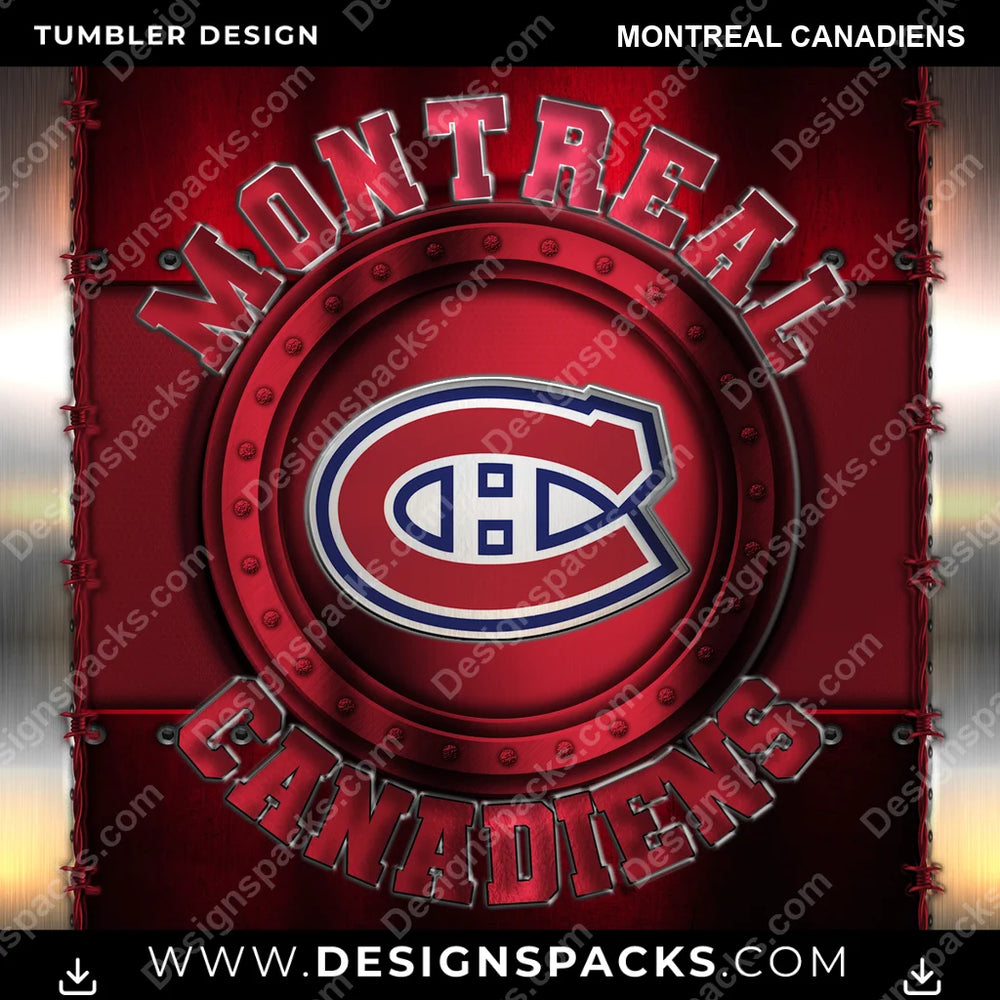 Ice Hockey Metal Montreal Canadiens NHL Hockey Tumbler Digital Wrap Design Download