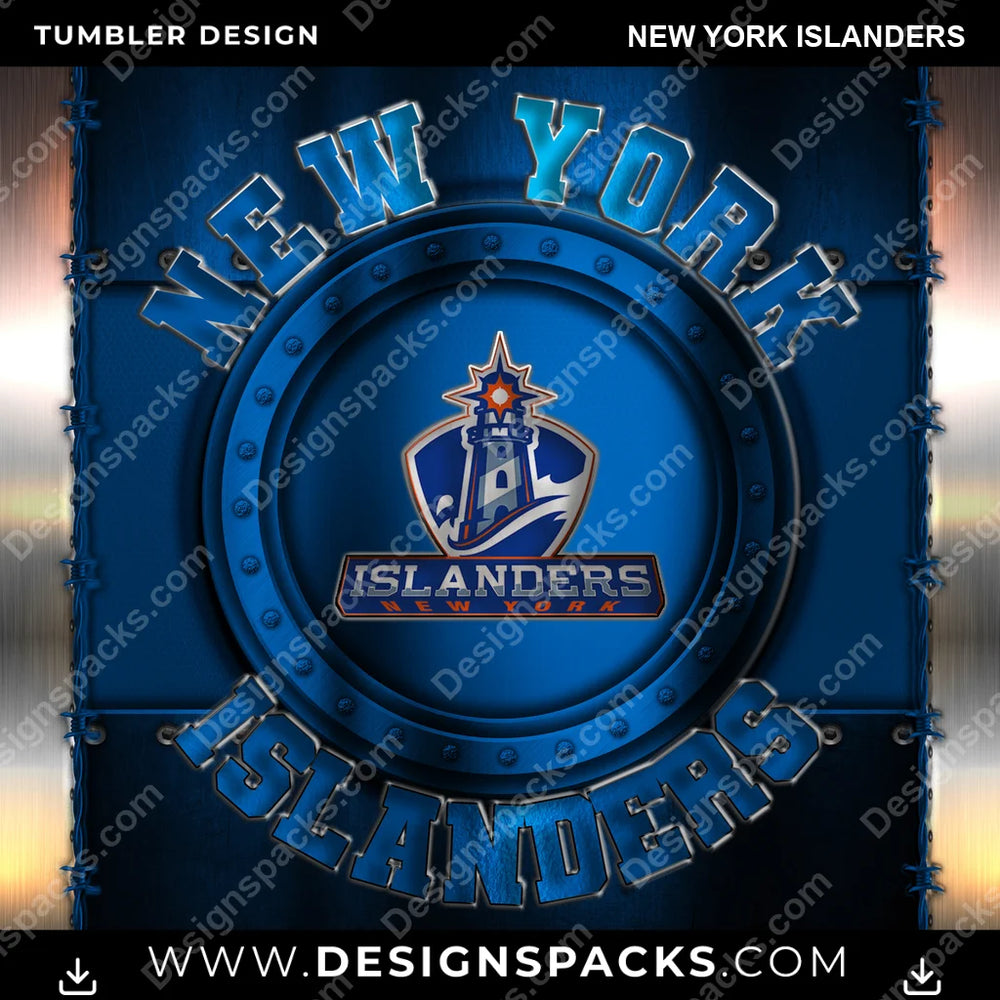 Ice Hockey Metal New York Islanders NHL Hockey Tumbler Digital Wrap Design Download