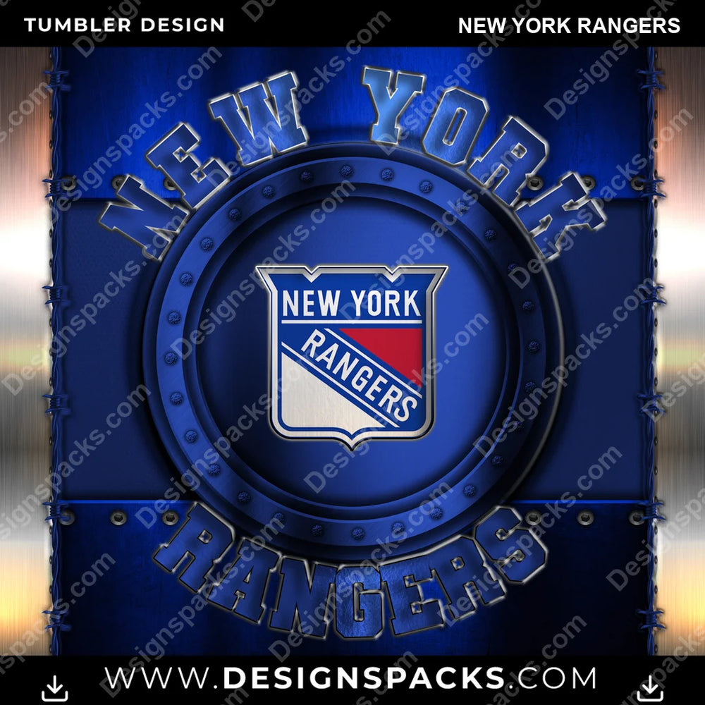 Ice Hockey Metal New York Rangers NHL Hockey Tumbler Digital Wrap Design Download