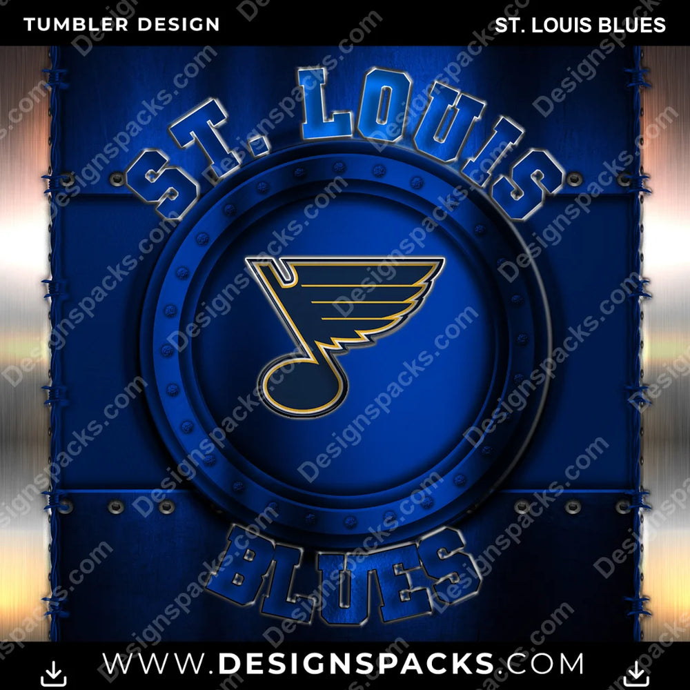 Ice Hockey Metal St. Louis Blues NHL Hockey Tumbler Digital Wrap Design Download