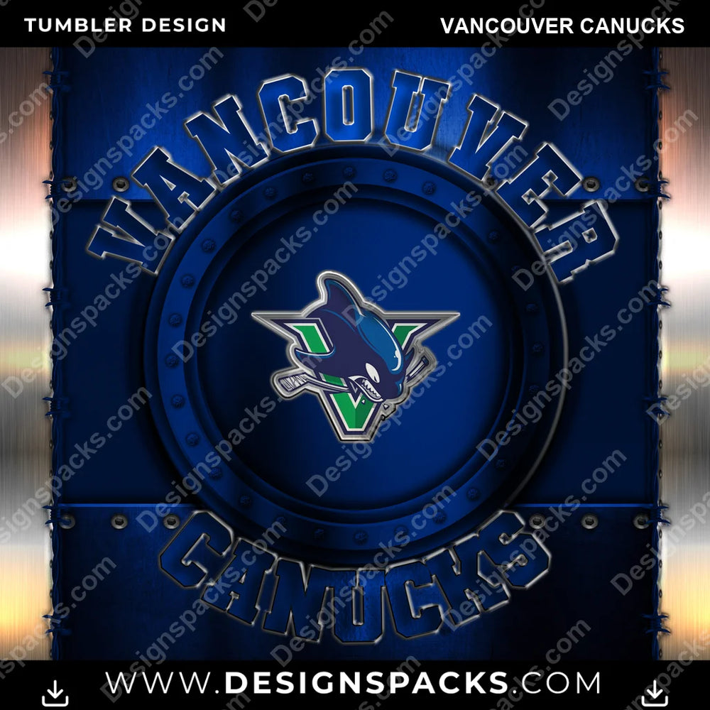 Ice Hockey Metal Vancouver Canucks NHL Hockey Tumbler Digital Wrap Design Download