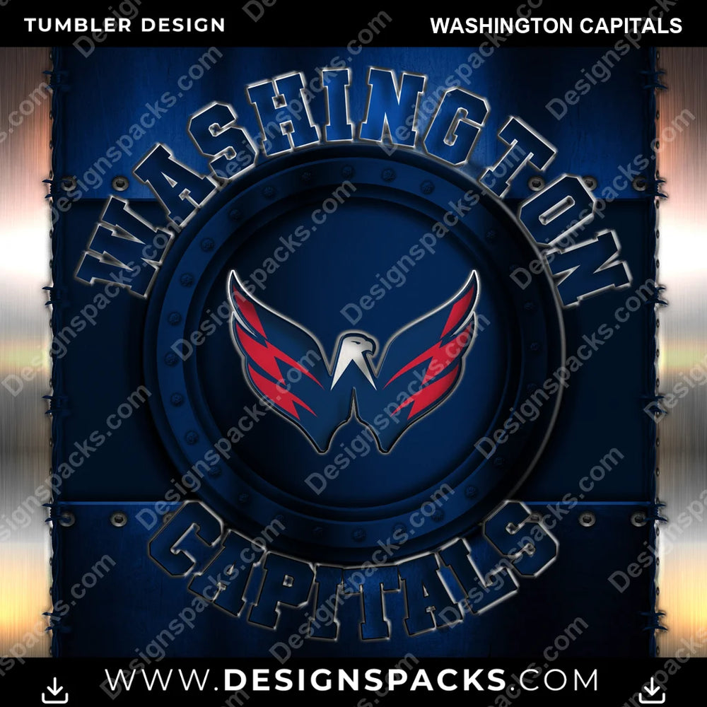 Ice Hockey Metal Washington Capitals NHL Hockey Tumbler Digital Wrap Design Download