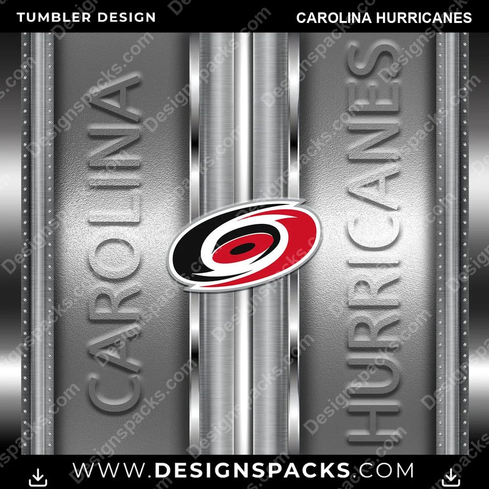 Ice Hockey Metallic Carolina Hurricanes NHL Hockey Tumbler Digital Wrap Design Download