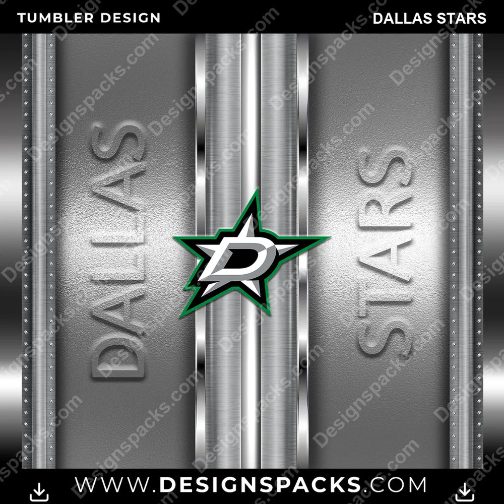 Ice Hockey Metallic Dallas Stars NHL Hockey Tumbler Digital Wrap Design Download