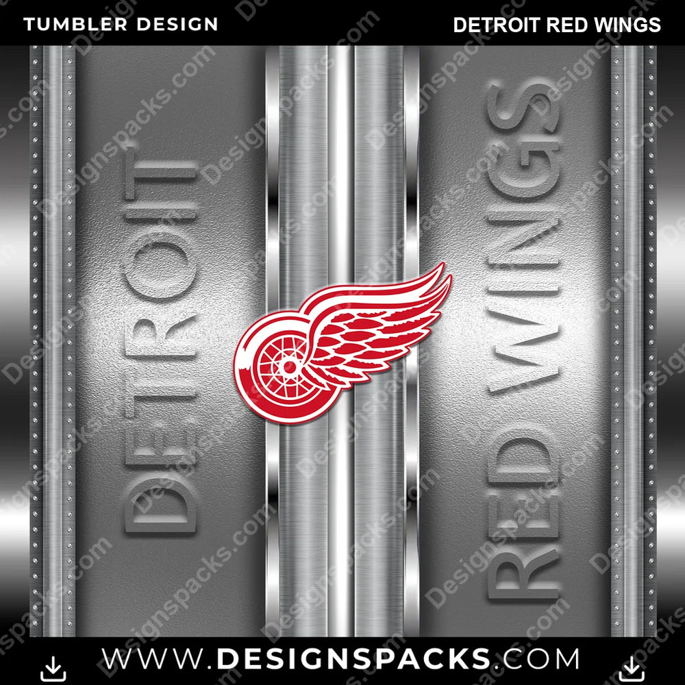 Ice Hockey Metallic Detroit Red Wings NHL Hockey Tumbler Digital Wrap Design Download