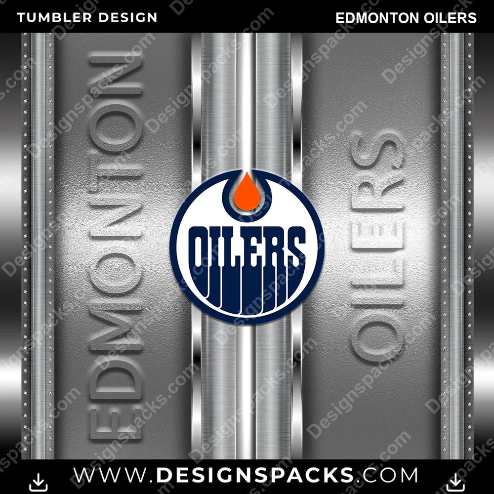 Ice Hockey Metallic Edmonton Oilers NHL Hockey Tumbler Digital Wrap Design Download