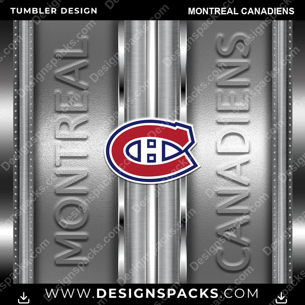 Ice Hockey Metallic Montreal Canadiens NHL Hockey Tumbler Digital Wrap Design Download