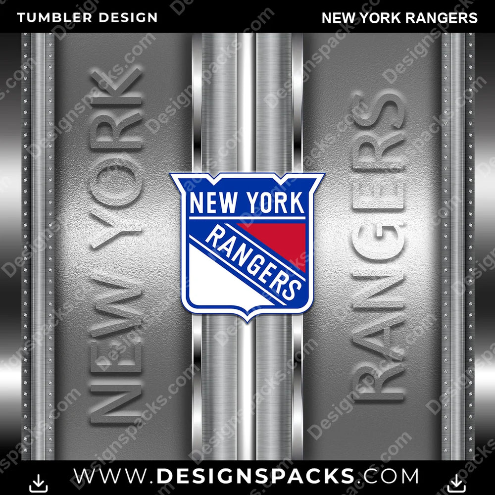 Ice Hockey Metallic New York Rangers NHL Hockey Tumbler Digital Wrap Design Download