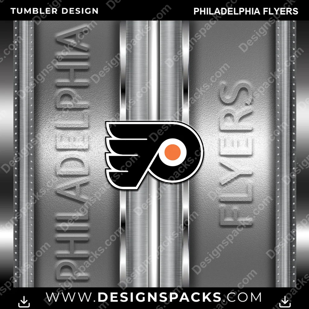 Ice Hockey Metallic Philadelphia Flyers NHL Hockey Tumbler Digital Wrap Design Download