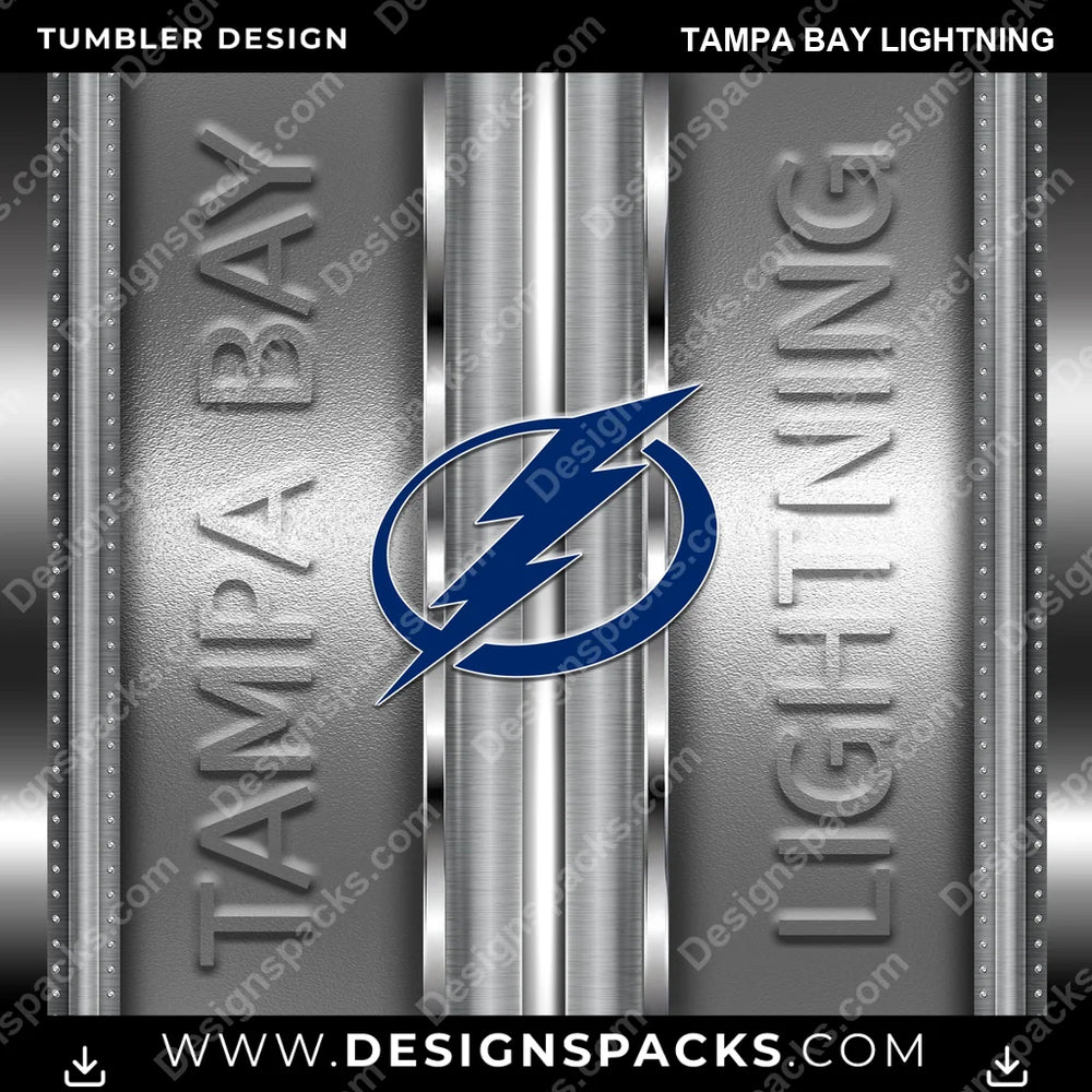 Ice Hockey Metallic Tampa Bay Lightning NHL Hockey Tumbler Digital Wrap Design Download