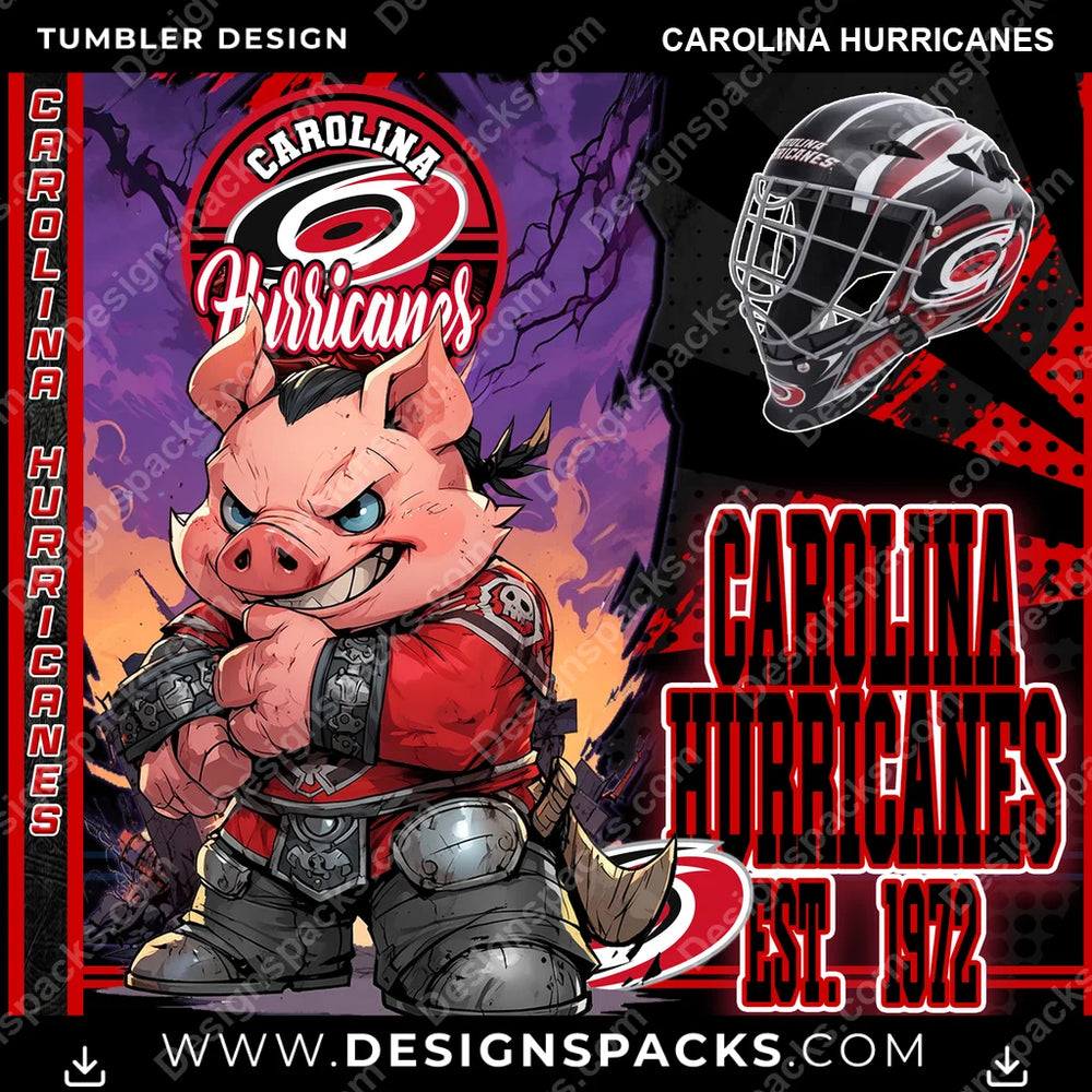 Ice Hockey Monster Mascot Carolina Hurricanes NHL Hockey Tumbler Digital Wrap Design Download